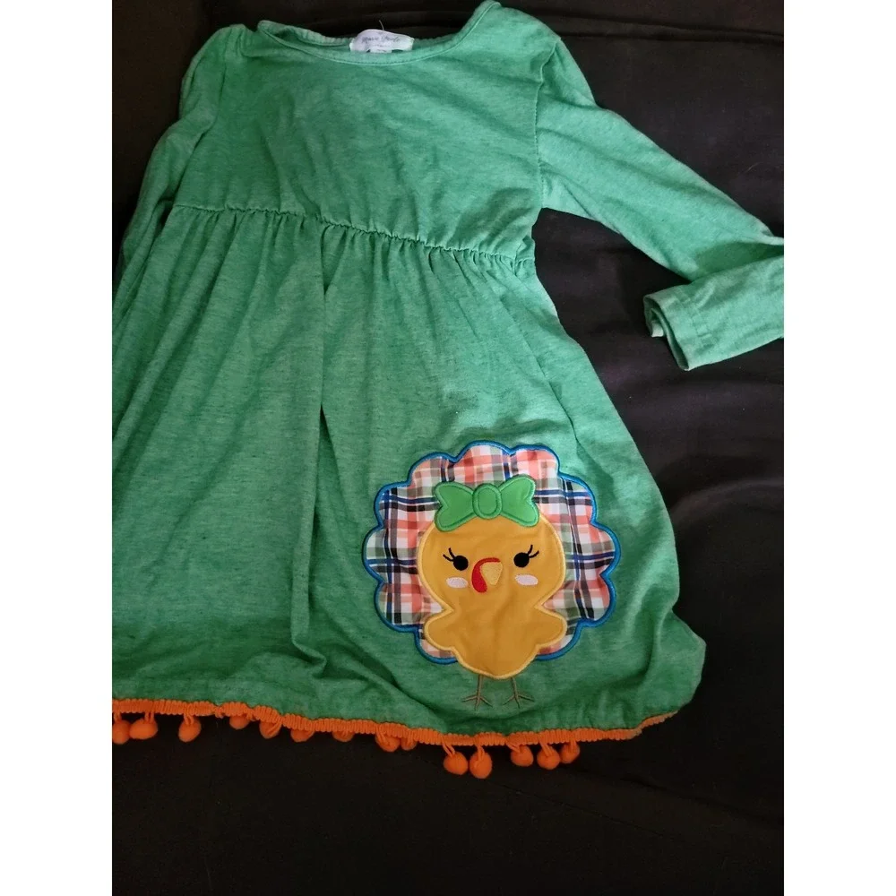 Marie nicole boutique fall Thanksgiving turkey dress leggings scarf size XXL 6 y